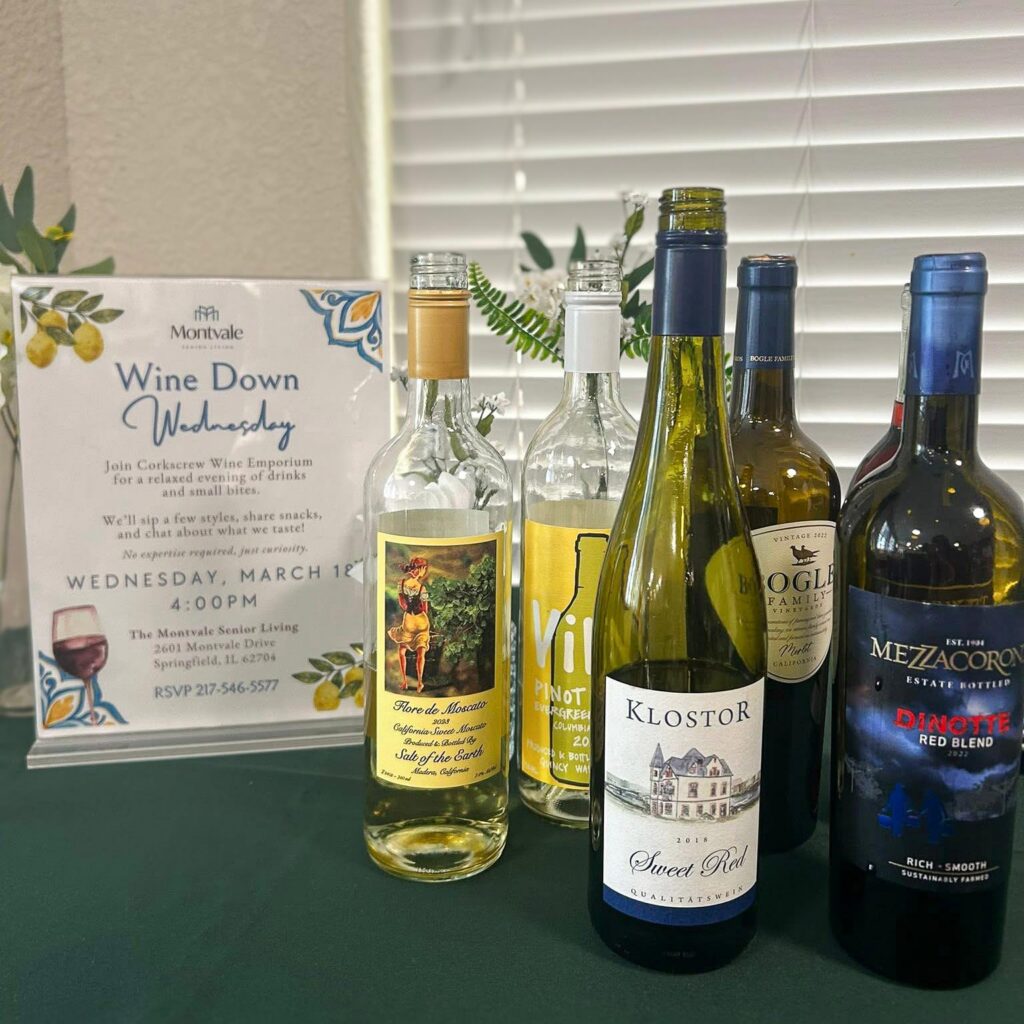 A selection of wines for Wine Wednesday at The Montvale.